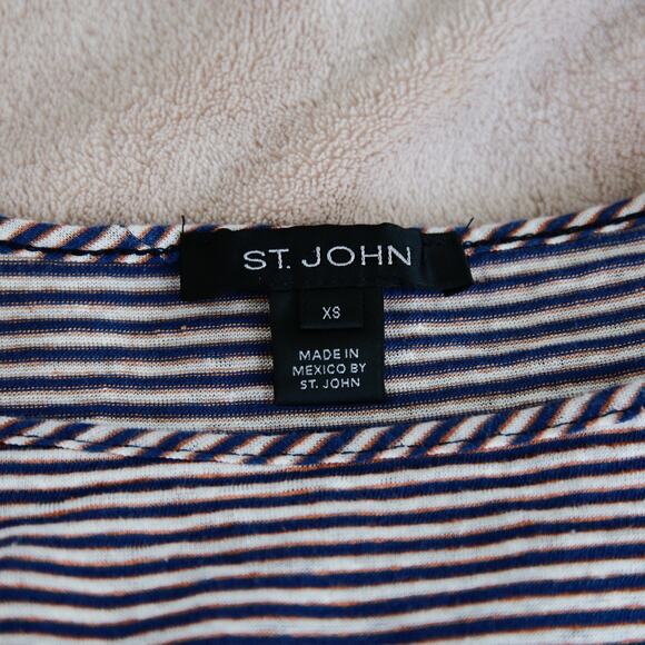 ST. JOHN Collection Striped Linen Blend Jersey Top size XS - Picture 5 of 6
